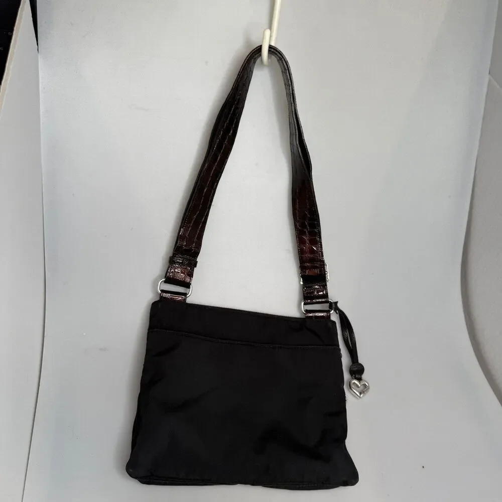Brighton Brown Leather Alligator Embossed Crossbody Handbag E345145 Vintage